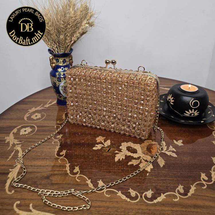 کیف دهانه فلزی شامپاین کد 203